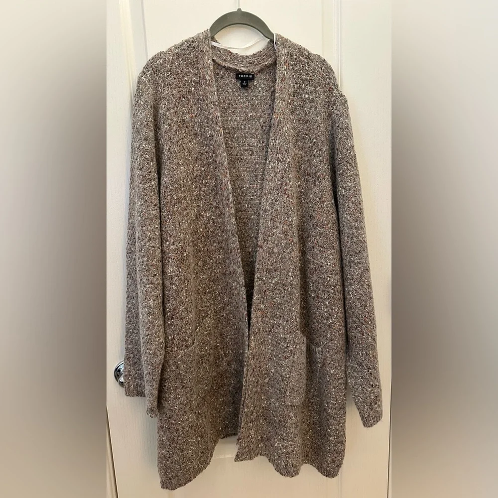 🩶TORRID Gray Marled Fuzzy Wool Knit Cardigan - Picture 11 of 16